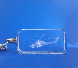 Брелок с изображением вертолёта Ми-28Н. Лазерная гравировка в стекле.