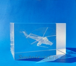 Ми-24. Модель, выполненная лазерной гравировкой в стекле.