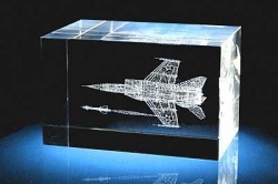 Миг-25. Сувенир из стекла с лазерным 3-D изображением.