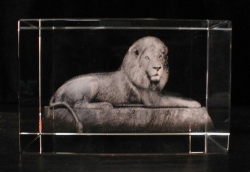 Статуэтка льва из стекла. Символизирует защиту от внешних угроз. Лазерная гравировка в стекле.