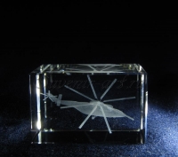 Ми-26. Изображение модели в кристалле. Лазерная гравировка.