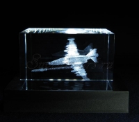Су-25. Стекло с лазерной графикой. Монохромная подсветка кристалла. Подарок на День штурмовой авиации.