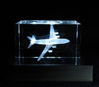 Ан-124. Сувенир из стекла. Монохромная подсветка кристалла.