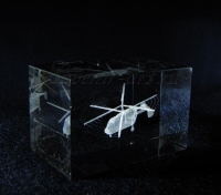 Ка-226. Сувенир из стекла. Модель вертолёта. Изображение выполнено лазером в массиве стекла.